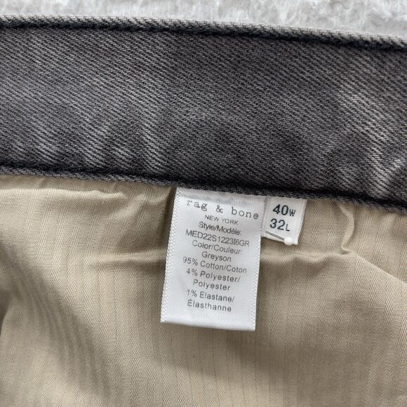 rag & bone Fit 2 Slim Greyson Denim Jeans Men's 40x32 Gray American Grunge NWT - Picture 7 of 14
